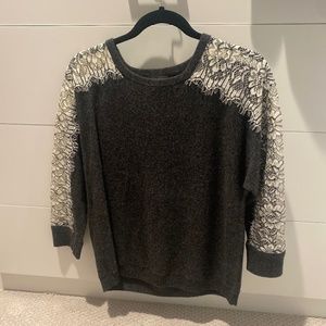 Lace sleeve sweater